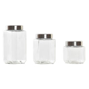 Set mit 3 Kanistern DKD Home Decor Kristall Edelstahl (500 ml) (750 ml) (1L) (3 Stücke)