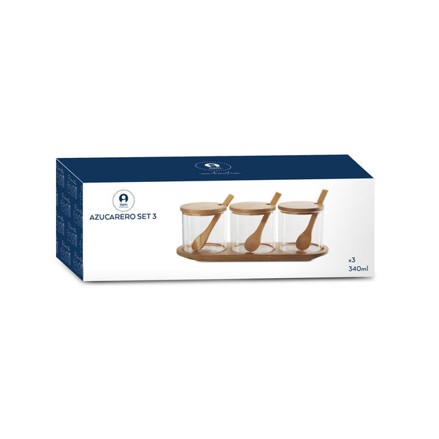 Zuckerdose DKD Home Decor Grundlegend natürlich Durchsichtig Bambus (29 x 10 x 10 cm) (8,5 cm)