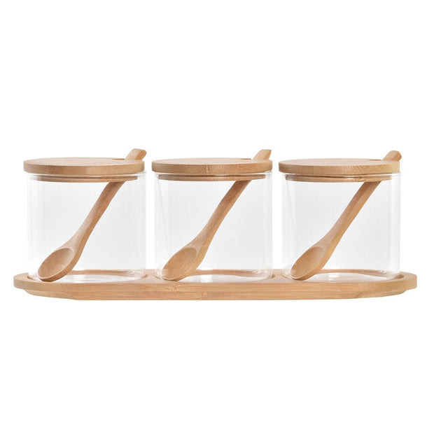 Zuckerdose DKD Home Decor Grundlegend natürlich Durchsichtig Bambus (29 x 10 x 10 cm) (8,5 cm)