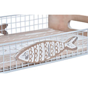 Tablett für Snacks DKD Home Decor Holz Braun Mediterraner Fische (39 x 23 x 5 cm)
