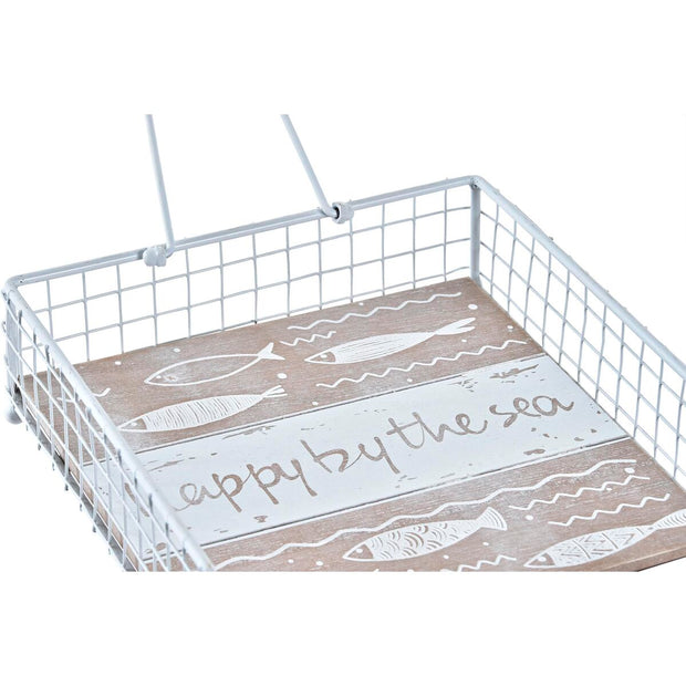 Serviettenring DKD Home Decor Metall Holz Braun Weiß (18 x 18 x 5 cm)