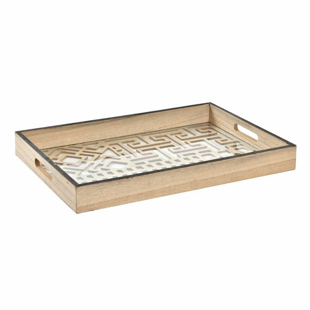 Tablett für Snacks DKD Home Decor Holz Geometrisch Kristall Braun (40 x 27 x 4 cm)