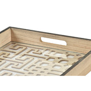 Tablett für Snacks DKD Home Decor Holz Geometrisch Kristall Braun (40 x 27 x 4 cm)
