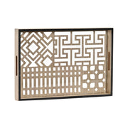 Tablett für Snacks DKD Home Decor Holz Geometrisch Kristall Braun (40 x 27 x 4 cm)