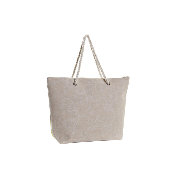 Beach Bag DKD Home Decor Natural Polyester Mint Yellow (52 x 14 x 38 cm) (2 Units)