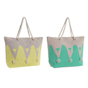 Beach Bag DKD Home Decor Natural Polyester Mint Yellow (52 x 14 x 38 cm) (2 Units)