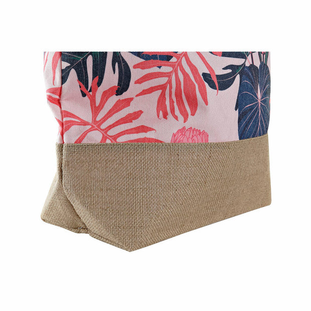 Beach Bag DKD Home Decor Natural Pink Polyester Light mauve (47 x 15 x 40 cm) (2 Units)