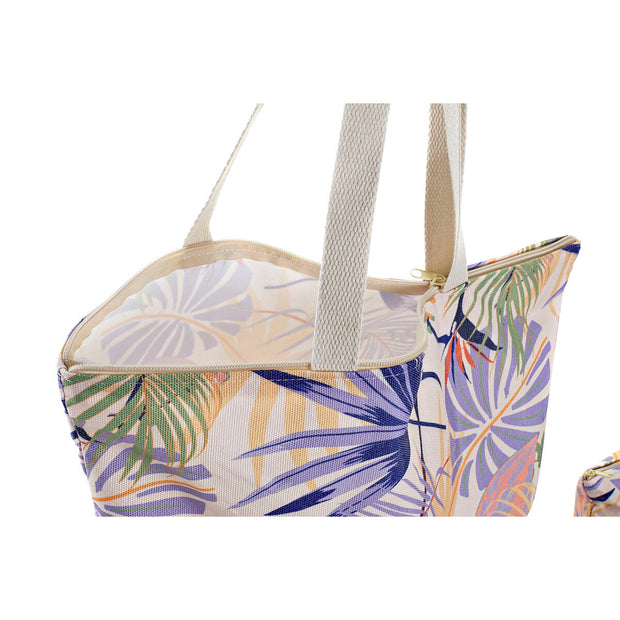 Beach Bag DKD Home Decor Natural Pink Polyester Light mauve (47 x 15 x 40 cm) (2 Units)