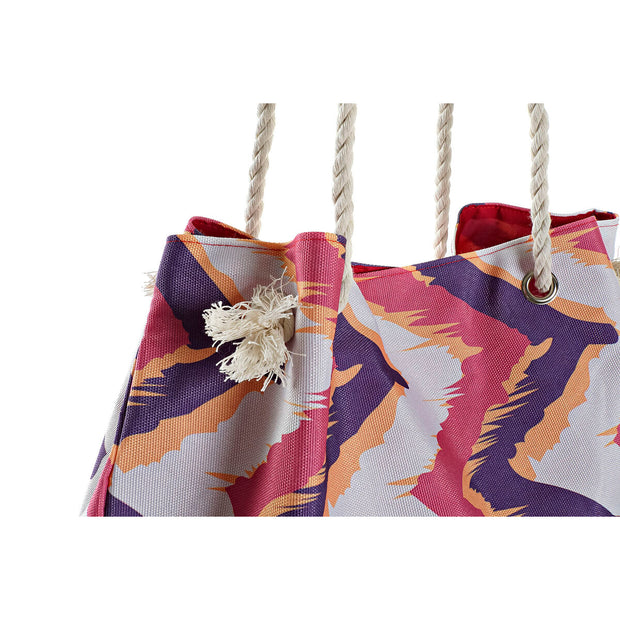 Beach Bag DKD Home Decor Natural Blue Lilac Polyester (51 x 20 x 40 cm) (2 Units)