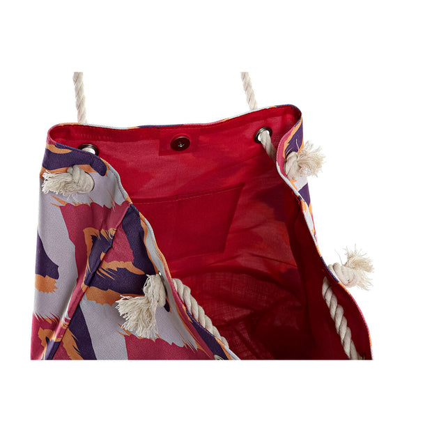 Beach Bag DKD Home Decor Natural Blue Lilac Polyester (51 x 20 x 40 cm) (2 Units)