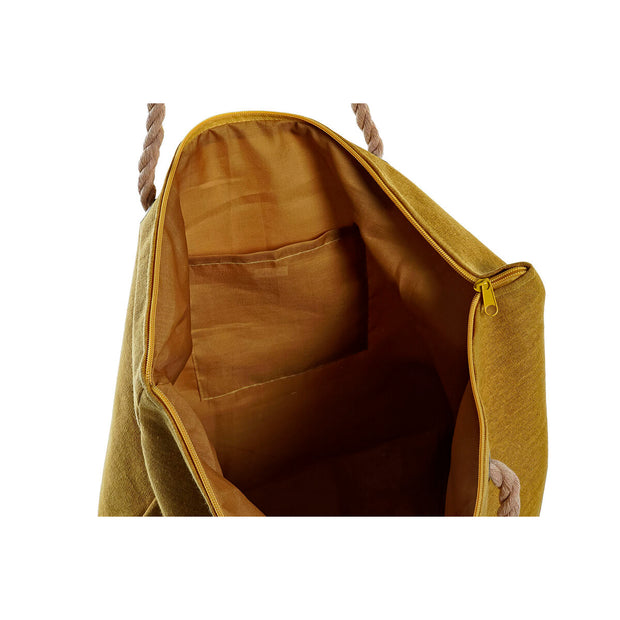 Beach Bag DKD Home Decor Natural Polyester Cotton Green Mustard (51 x 14 x 39 cm) (2 Units)