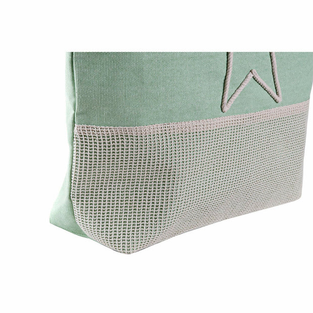 Beach Bag DKD Home Decor Beige Polyester Cotton Coral Mint (52 x 14 x 38 cm) (2 Units)