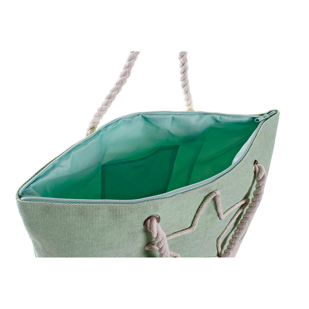 Beach Bag DKD Home Decor Beige Polyester Cotton Coral Mint (52 x 14 x 38 cm) (2 Units)