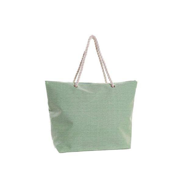 Beach Bag DKD Home Decor Beige Polyester Cotton Coral Mint (52 x 14 x 38 cm) (2 Units)