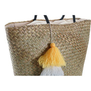Beach Bag DKD Home Decor Natural Orange Polyester Navy Blue Fibre (49 x 18 x 37 cm) (2 Units)