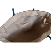 Beach Bag DKD Home Decor Natural Orange Polyester Navy Blue Fibre (49 x 18 x 37 cm) (2 Units)
