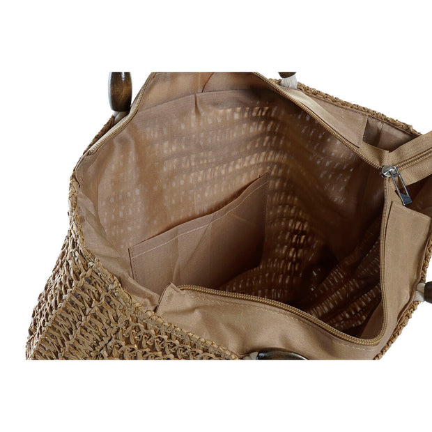 Bag DKD Home Decor Beige Brown Polyester Fibre (41 x 10 x 38 cm) (2 Units)
