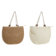 Bag DKD Home Decor Beige Brown Polyester Fibre (41 x 10 x 38 cm) (2 Units)