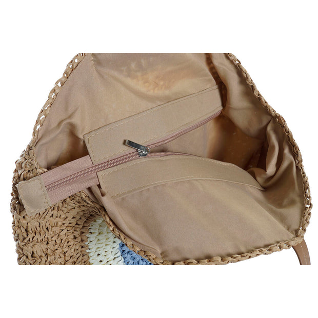Bag DKD Home Decor Beige Brown Polyester Navy Blue Fibre (45 x 10 x 42 cm) (3 Units)