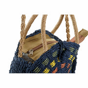 Shoulder Bag DKD Home Decor Natural Polyester Yellow Navy Blue Fibre (2 Units) (20 x 8 x 20 cm)