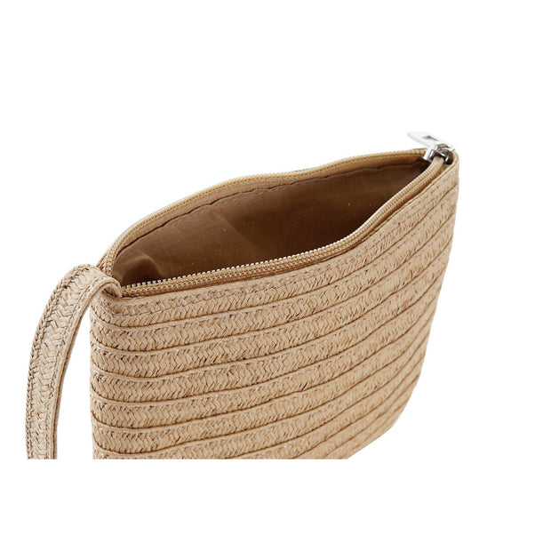 Beach Bag DKD Home Decor Beige Brown Polyester Mint Fibre (43 x 10 x 28 cm) (2 Units)