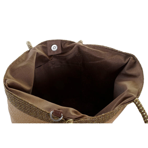 Beach Bag DKD Home Decor Beige Brown Polyester Mint Fibre (43 x 10 x 28 cm) (2 Units)