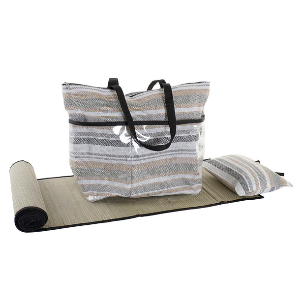 Beach Bag DKD Home Decor Canvas Grey Blue Brown Polyester Green PVC (44 x 23 x 62 cm) (2 Units)