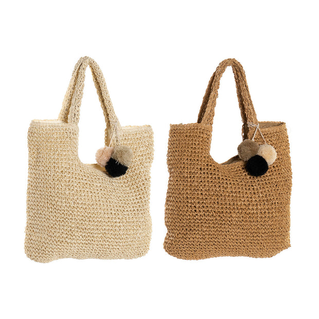Bag DKD Home Decor Natural Beige Polyester Fibre (46 x 3 x 65 cm) (2 Units)