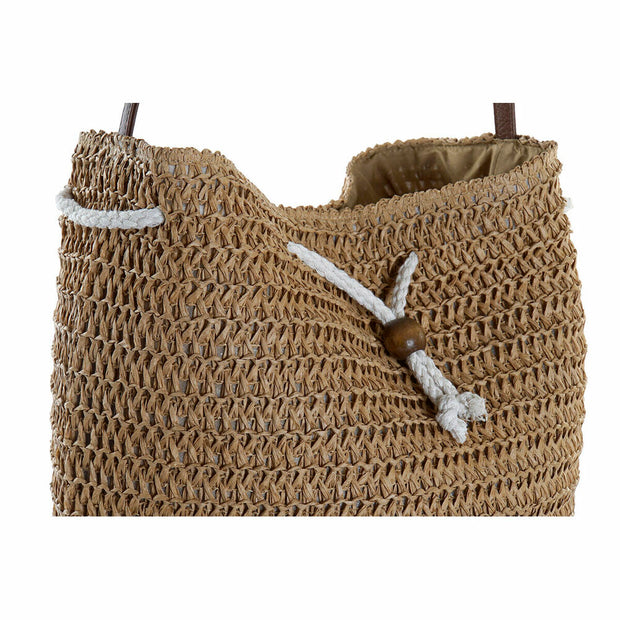 Shoulder Bag DKD Home Decor Natural Beige Polyester Fibre (44 x 28 x 38 cm) (2 Units)