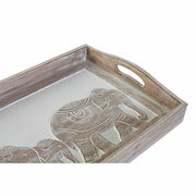 Tablett für Snacks DKD Home Decor Schnitzerei Elefant Braun Indianer (40,5 x 30,5 x 7 cm)