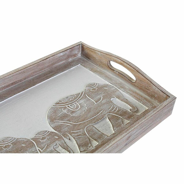 Tablett für Snacks DKD Home Decor Schnitzerei Elefant Braun Indianer (40,5 x 30,5 x 7 cm)