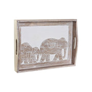 Tablett für Snacks DKD Home Decor Schnitzerei Elefant Braun Indianer (40,5 x 30,5 x 7 cm)