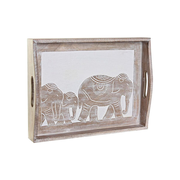 Tablett für Snacks DKD Home Decor Schnitzerei Elefant Braun Indianer (40,5 x 30,5 x 7 cm)