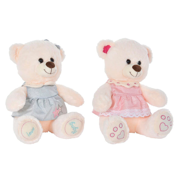 Teddy Bear DKD Home Decor Pink Polyester White Green Children's Dress (2 Units)