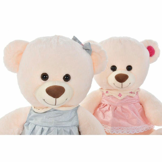 Teddy Bear DKD Home Decor Beige Pink Polyester Green Children's Bear (2 Units)