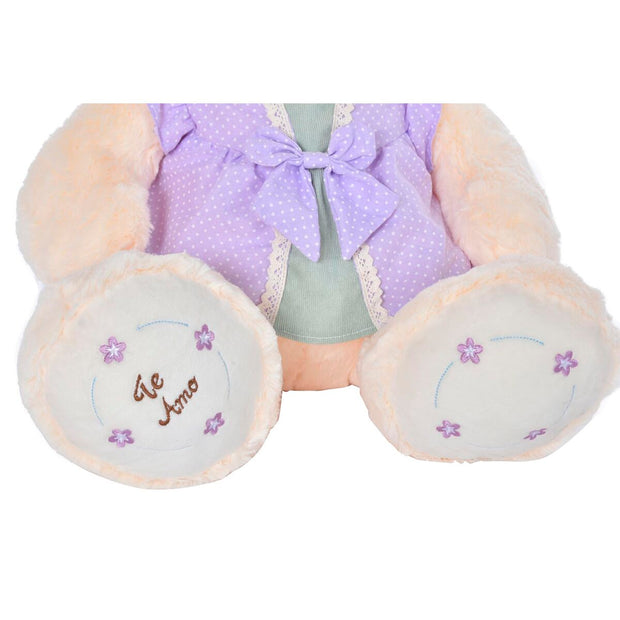 Teddy Bear DKD Home Decor Dress Beige Pink Lilac Polyester Children's Bear (2 Units)
