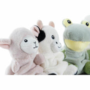 Fluffy toy DKD Home Decor animals Farm Polyester White Green Children's (4 Units)