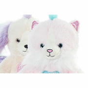 Fluffy toy DKD Home Decor Beige Blue Pink Polyester White Children's animals (4 Units)