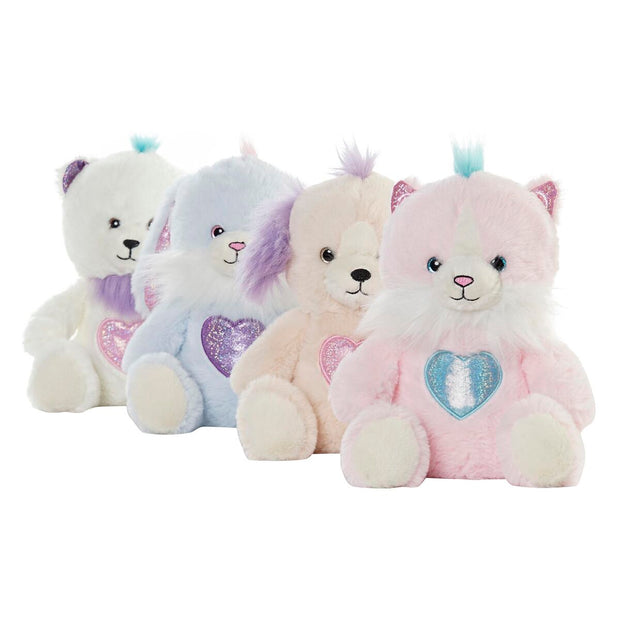 Fluffy toy DKD Home Decor Beige Blue Pink Polyester White Children's animals (4 Units)