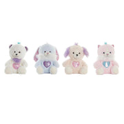 Fluffy toy DKD Home Decor Beige Blue Pink Polyester White Children's animals (4 Units)