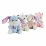 Fluffy toy DKD Home Decor Beige Blue Pink Polyester White Children's animals (4 Units)