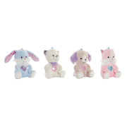 Fluffy toy DKD Home Decor Beige Blue Pink Polyester White Children's animals (4 Units)