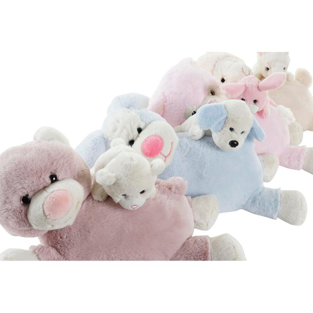 Fluffy toy DKD Home Decor animals Family Beige Blue Pink Polyester Children's (4 Units)