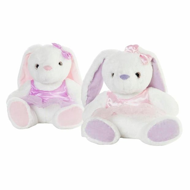 Fluffy toy DKD Home Decor Pink Lilac Polyester Rabbit Children's (2 Units)