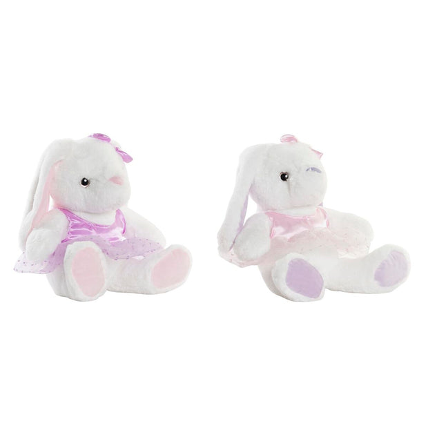 Fluffy toy DKD Home Decor Pink Lilac Polyester Rabbit Children's (2 Units)
