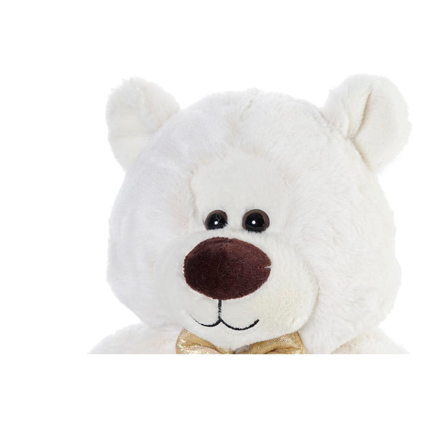 Teddy Bear DKD Home Decor Bow tie Golden Polyester White Children's Bear