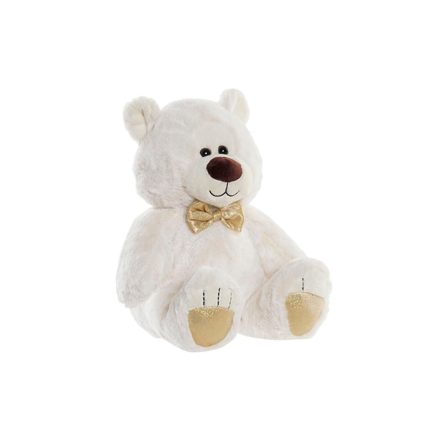 Teddy Bear DKD Home Decor Bow tie Golden Polyester White Children's Bear