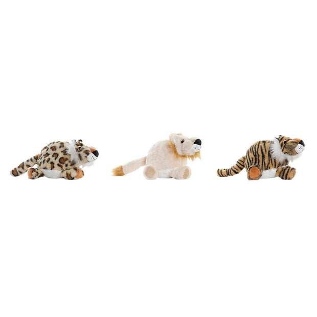 Fluffy toy DKD Home Decor Black Beige Polyester Children's animals (3 Units)