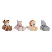 Fluffy toy DKD Home Decor Grey Beige Pink Brown Polyester Children's animals (4 Units)