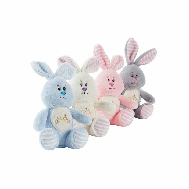 Fluffy toy DKD Home Decor Grey Blue Pink Polyester Rabbit White Children's (4 Units)